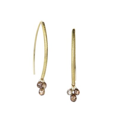 Earrings Barbara Heinrich  | Brown Diamond Drop Navette Earrings