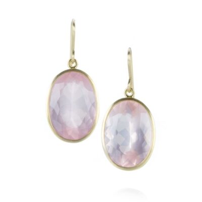 Earrings Maria Beaulieu  | Oval Milky Rose Quartz Earrings