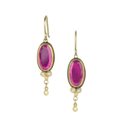 Earrings Ananda Khalsa  | Oval Pink Tourmaline Drop Earrings