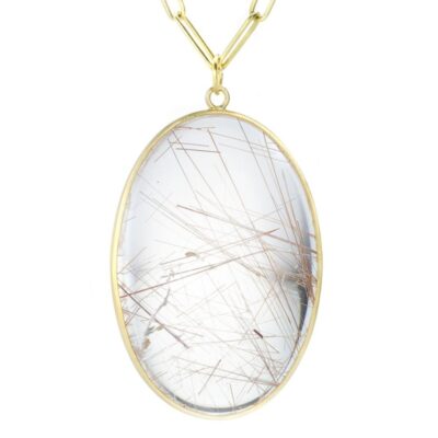 Necklaces Maria Beaulieu  | Golden Rutilated Quartz Pendant (Pendant Only)