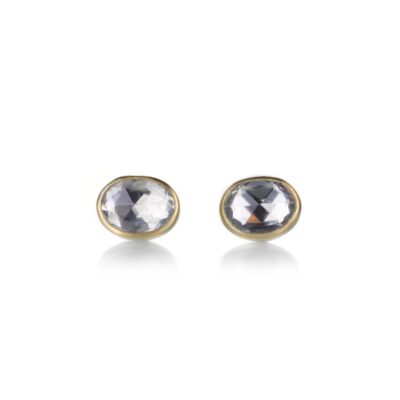 Earrings Lola Brooks  | Oval Rose Cut White Sapphire Studs