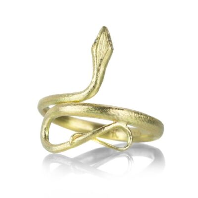 Rings Gabriella Kiss  | 18K Small Snake Ring With Diamond Eyes