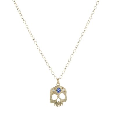 Necklaces Victoria Cunningham  | Skull With Sapphire Eye Pendant Necklace