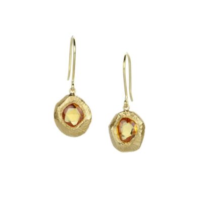 Earrings Page Sargisson  | Rose Cut Yellow Sapphire Drop Earrings