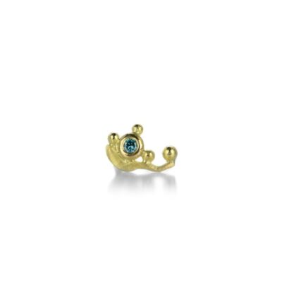 Earrings Lene Vibe  | Yellow Gold Single Stud Earring With Blue Diamond