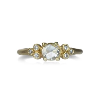 Rings Victoria Cunningham  | 14K Rose Cut Diamond Ring With Six Accent Diamonds