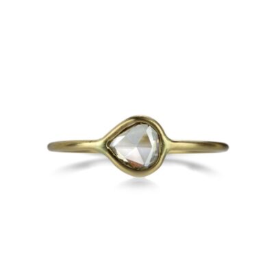 Rings Margaret Solow  | 18K Teardrop Rose Cut White Diamond Ring