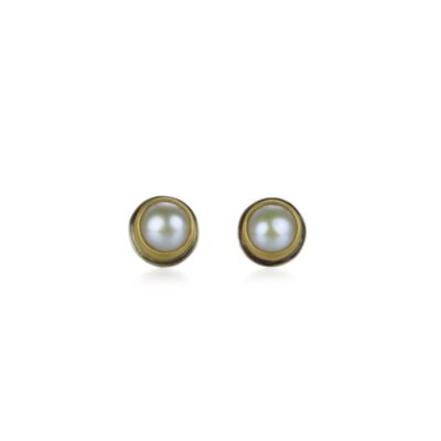 Earrings Ananda Khalsa  | Bezel Set Pearl Studs