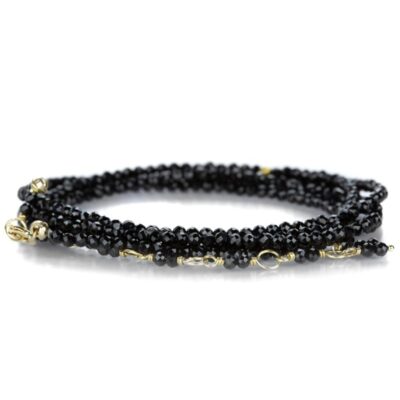 Bracelets Anne Sportun  | Black Spinel Wrap Bracelet – 34″