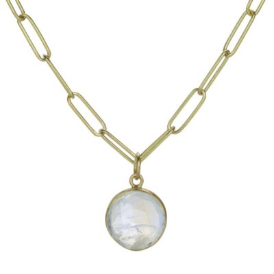 Necklaces Maria Beaulieu  | 18K Bezel Set Moonstone Pendant (Pendant Only)