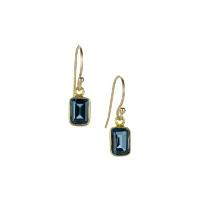 Earrings Margaret Solow  | Emerald Cut London Blue Topaz Earrings