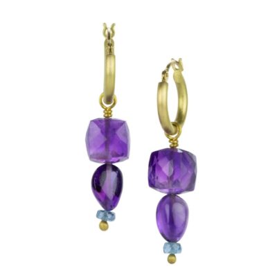 Earrings Mallary Marks  | Circus Hoops With Amethyst Drops