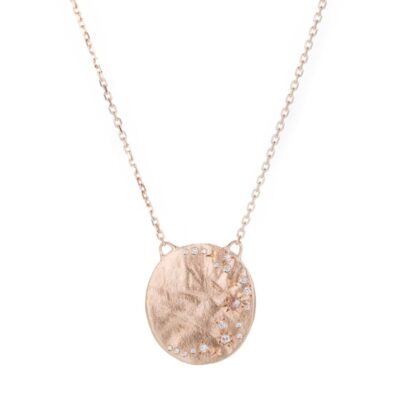 Necklaces Sirciam  | Rose Gold Diamond Moon Disc Necklace