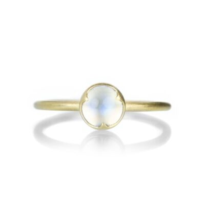 Rings Gabriella Kiss  | Small Round Rainbow Moonstone Ring