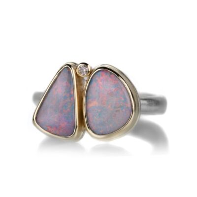 Rings Jamie Joseph  | Double Asymmetrical Australian Black Opal Ring