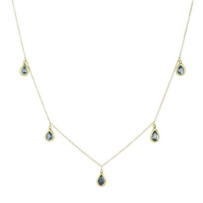 Necklaces Marian Maurer  | Kima Necklace With Pear Shaped Blue Sapphire Drops