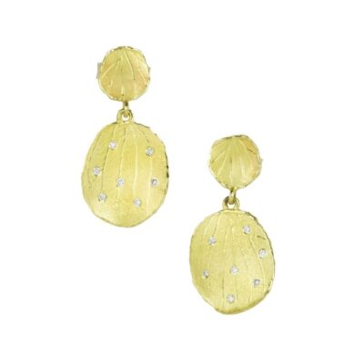 Earrings Barbara Heinrich  | 18K Yellow Gold Diamond Double Petal Earrings