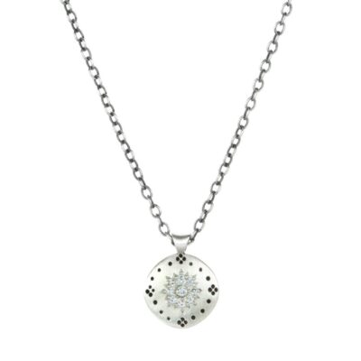 Necklaces Adel Chefridi  | Sterling Silver Diamond Cluster Pendant Necklace