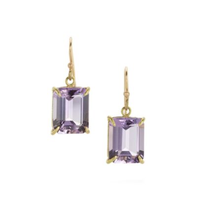 Earrings Rosanne Pugliese  | Emerald Cut Lavendar Amethyst Earrings