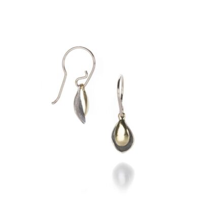 Earrings John Iversen  | Mixed Metal Tiny Double Leaf Earrings