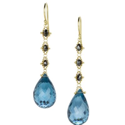 Earrings Amali  | Black Diamond And London Blue Topaz Drop Earrings