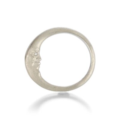 Rings Anthony Lent  | Platinum Crescent Moonface Ring