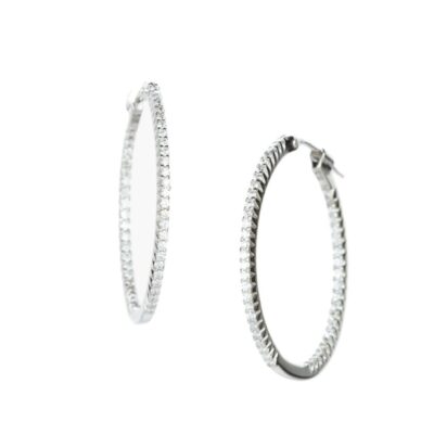 Earrings Sethi Couture  | Simple Elegance White Diamond Hoops