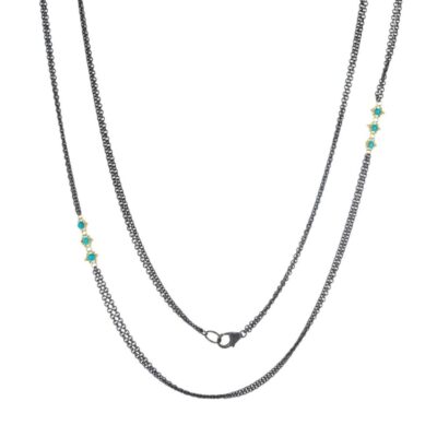 Necklaces Amali  | Triple Turquoise Textile Station Necklace