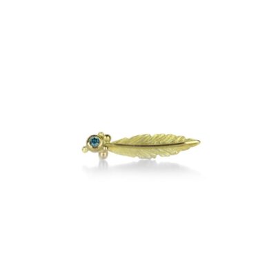 Earrings Lene Vibe  | Single Feather Earring With Blue Diamond