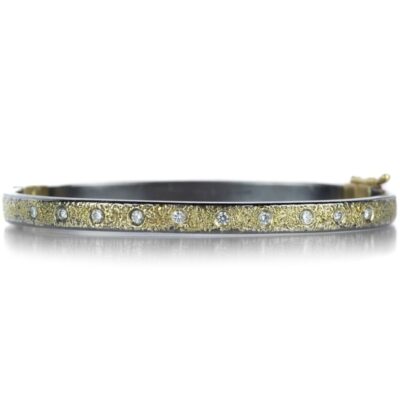 Bracelets Kate Maller  | Essential Dusted Hinged Bangle With Diamonds