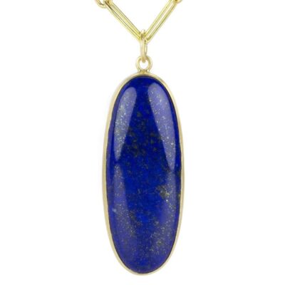 Necklaces Maria Beaulieu  | Oval Lapis Pendant (Pendant Only)