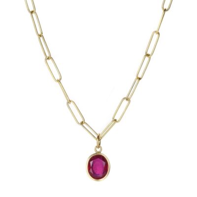 Necklaces Maria Beaulieu  | Faceted Oval Ruby Pendant (Pendant Only)