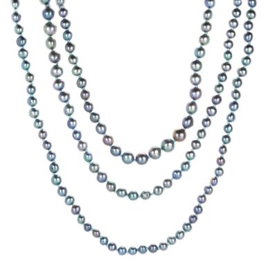 Necklaces Maria Beaulieu  | Metallic Blue Black Freshwater Pearl Necklace