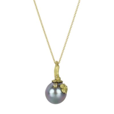 Necklaces Lene Vibe  | Tahitian Pearl Pendant With Flower (Pendant Only)