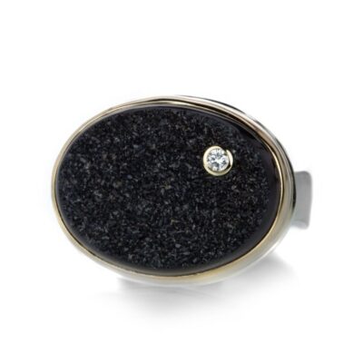 Rings Jamie Joseph  | Oval Black Druzy Ring With Diamond