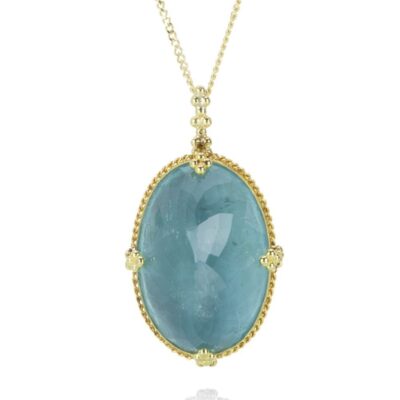 Necklaces Amali  | Faceted Oval Aquamarine Pendant Necklace