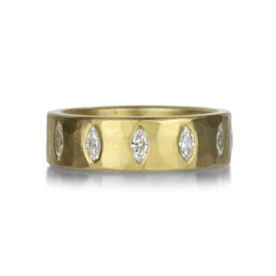 Rings Ananda Khalsa  | Hammered Marquise Diamond Band