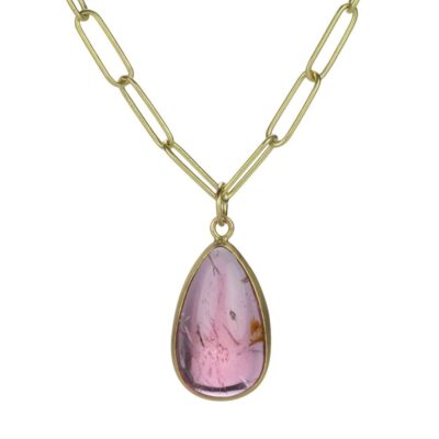 Necklaces Maria Beaulieu  | Pink Tourmaline Cabochon Pendant (Pendant Only)