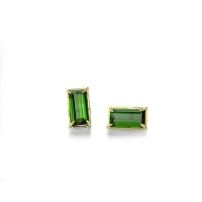 Earrings Rosanne Pugliese  | 18K Gold Emerald Cut Green Tourmaline Studs