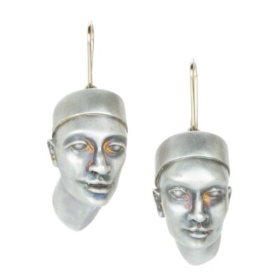 Earrings Gabriella Kiss  | Silver Head Earrings Wearing Hats