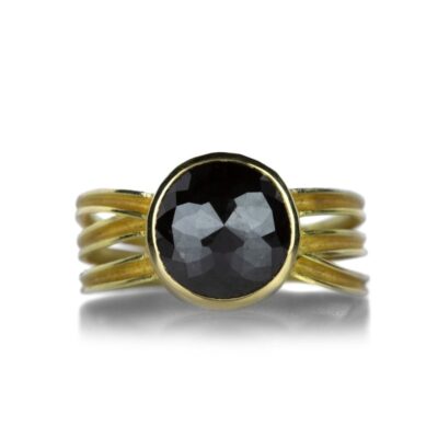 Rings Barbara Heinrich  | Round Rose Cut Black Diamond Wrapped Ring