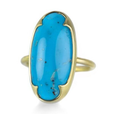 Rings Gabriella Kiss  | Long Oval Persian Turquoise Ring