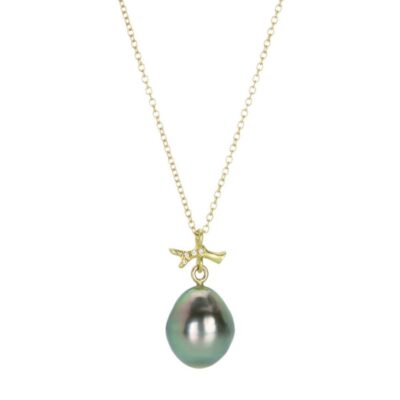 Necklaces Annette Ferdinandsen  | Tahitian Pearl Pendant And Diamond Twig Necklace