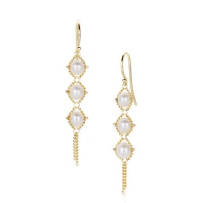 Earrings Amali  | Small Pearl Textile Drop Earrings