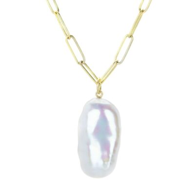 Necklaces Maria Beaulieu  | 18K Metallic White Pearl Pendant (Pendant Only)