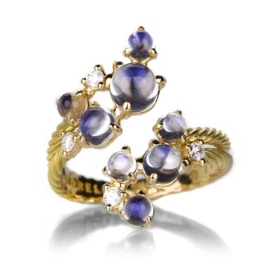 Rings Paul Morelli  | Yellow Gold And Moonstone Bubble Bypass Ring