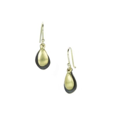 Earrings John Iversen  | Oxidized Silver And Gold Tiny Double Leaf Earrings