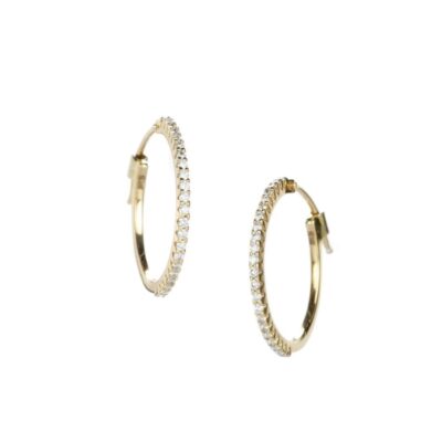 Earrings Sethi Couture  | Small White Diamond Micro Prong Hoops