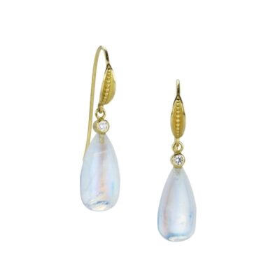 Earrings Barbara Heinrich  | Smooth Pear Shaped Moonstone Drop Earrings