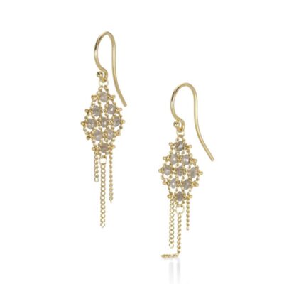 Earrings Amali  | Small Gray Diamond Textile Earrings